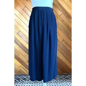 Vintage Navy Blue Silk Midi Skirt